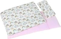 Goki Puppenbettzeug Regenbogen: Kopfkissen= 22 x 10 cm, Oberbett= 41 x 31 cm,
