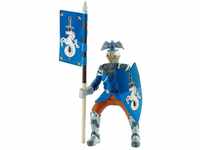 Bullyland 80785 - Spielfigur Turnier Ritter in blauer Rüstung mit Schild und Fahne,