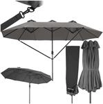 tectake&reg; Doppelsonnenschirm mit Handkurbel, 460 x 270 cm, Alu Sonnenschirm mit