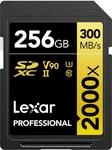 Lexar Professional 2000x SD Karte 256GB, SDXC UHS-II Speicherkarte ohne Leseger&auml;t,