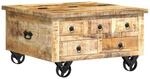 vidaXL Raues Mangoholz Couchtisch mit 5 Schubladen 1 Staufach Vintage Beistelltisch