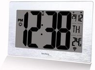 Technoline WS 8018 LED-Funkwanduhr in geb&uuml;rsteter Silber-Optik, Gr&ouml;&szlig;e: 212 x 140 x