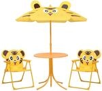 vidaXL Garten Bistroset 3-TLG. f&uuml;r Kinder mit Sonnenschirm Gartenm&ouml;bel...