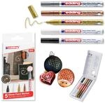 edding 780 Glanzlackmarker - schwarz wei&szlig; gold silber kupfer (metallic) - 5er Set