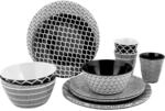 Bo-Camp - Essgeschirr - Mix & Match - 16-Teilig - Schwarz/Wei&szlig;