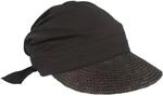 Seeberger Damen Sonnenhut Stroh-/Stoffcap, Einfarbig, Gr. one Size, Schwarz (schwarz