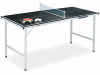 Relaxdays Tischtennisplatte, klappbarer Tischtennistisch mit Netz, 2 Schläger, 3