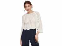 ONLY Damen Eleganter Strickpullover | Cropped 3/4 Arm Shirt | Knitted Pointelle