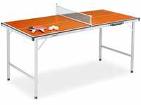 Relaxdays Tischtennisplatte, klappbarer Tischtennistisch mit Netz, 2 Schläger, 3