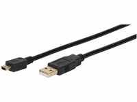 Vivanco USB 2.0 zertifiziertes Kabel mit Goldkontakten, USB A Stecker <-> Mini USB B