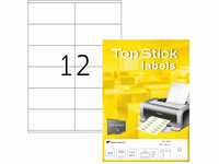 TopStick 8715 Universal Etiketten, 100 Blatt, 105 x 48 mm, 12 pro A4 Bogen, 1200