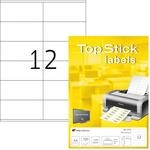 TopStick 8715 Universal Etiketten, 100 Blatt, 105 x 48 mm, 12 pro A4 Bogen, 1200
