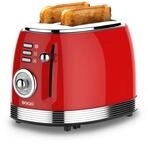 Sogo Retro Vintage Edelstahl und Emaille (rot, Toaster 850 W)