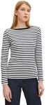 TOM TAILOR Denim Damen Longsleeve mit Streifen aus Bio-Baumwolle 25924 - Navy White