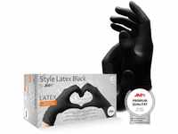 AMPri Latexhandschuhe, schwarz, 100 Stück/Box, Größe L, puderfrei, Style...
