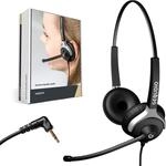 GEQUDIO Headset mit 2,5mm Klinke kompatibel mit Gigaset, Panasonic DECT
