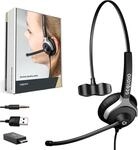 GEQUDIO 3-in-1 Business Headset mit USB-A, USB-C und 3,5mm Klinke kompatibel mit PC,
