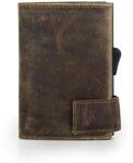 SecWal Kartenetui mit M&uuml;nzfach Druckknopf (Braun Hunter)