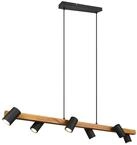 Trio Leuchten Pendelleuchte Marley 312490632,Metall Schwarz matt, Holz, exkl. 6x GU10