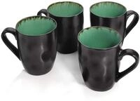 S&auml;nger | Kaffeebecher Set Palm Beach aus Steingut, 4-teiliges Kaffeebecher Set,