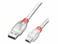 LINDY USB 2.0 Kabel A/Mini-B, transparent, 2m USB High Speed durchsichtig