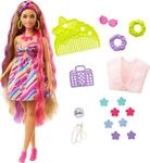 Barbie HCM89 - Totally Hair Puppe (Blond/Bunte Haare) im Blumen Print Kleid mit 15
