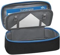 WEDO Stretch-Federm&auml;ppchen Schwarz/Blau &ndash; erweiterbares Etui mit Stiftschlaufen,