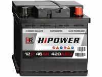 HR HiPower Autobatterie 12V 46Ah 380A/EN Starterbatterie ersetzt 36Ah 40Ah 42Ah...