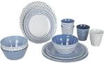 Bo-Camp - Geschirr - 100% Melamin - 16 St&uuml;ck - Mix & Match - Blau