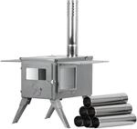 CampFeuer Edelstahl Zeltofen | 51,5 x 42 x 216 cm | silber | Tragbarer Holzofen...