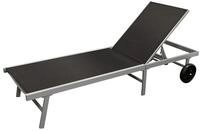 DEGAMO Gartenliege Rollenliege Ostia 200cm, Aluminium Silbergrau + Kunstgewebe
