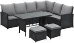 SVITA Monroe Garten-Lounge Set Polyrattan Lounge-M&ouml;bel Sitzgruppe Schwarz