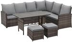 SVITA Monroe Garten-Lounge Set Polyrattan Lounge-M&ouml;bel Sitzgruppe Braun