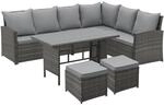 SVITA Monroe Garten-Lounge Set Polyrattan Lounge-M&ouml;bel Sitzgruppe Grau