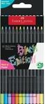 Faber-Castell 116410 Black Edition Buntstifte Neon & Pastell 12er Box, Lebendige