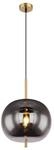 GLOBO Pendelleuchte BLACKY Rauchglas Kugellampe mit 30cm Lampenschirm, Messing, Grau