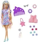 Barbie Totally Hair, Puppe mit extra Langen mehrfarbigen Haaren zum Stylen, inkl. 15x