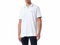 BOSS Herren Paddy Poloshirt aus Baumwoll-Piqué mit Kontrast-Logo Weiß L
