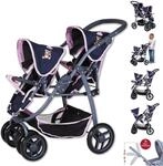 Knorrtoys 16435 - Zwillingspuppenwagen Milo - Navy pink Bear