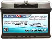 Effiziente AGM Batterie 100Ah 12V Marine Ideale Solarbatterie Camping Wohnwagen...