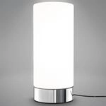 B.K.Licht - Nachttischlampe mit Touch, Dimmbar, E14 Fassung, Zylinder Glas wei&szlig;,