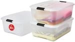 Iris Ohyama Aufbewahrungsbox mit Deckel, 30L, 3er-Set, Transparent,