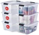 Iris Ohyama Aufbewahrungsboxen mit Deckel, 15L, 6er-Set, Transparent, Sicherer