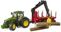 bruder 03154 - John Deere 7R 350 mit R&uuml;ckeanh&auml;nger & 4 Baumst&auml;mmen - 1:16