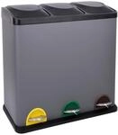 SVITA TC3X20 Treteimer 60 Liter Grau 3x20L Edelstahl dreifach XXL Abfalleimer