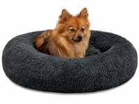 lionto Donutbett für Hunde und Katzen, Flauschiges Hundebett rund für kleine und