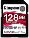 Kingston Canvas React Plus 128GB SDXC Speicherkarte UHS-II 300R/260W U3 V90 f&uuml;r Full