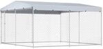 vidaXL Outdoor Hundezwinger mit &Uuml;berdachung 382x382x225 cm Hundeh&uuml;tte...