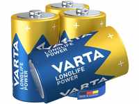 VARTA Batterien D Mono, 4 Stück, Longlife Power, Alkaline, 1,5V, ideal für