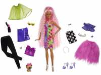 Barbie HGR60 - Extra Deluxe Puppe (rosa Haare) mit Haustier, Mix & Match Kleidung und